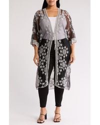 Forgotten Grace - Embroidered Tie Front Duster - Lyst
