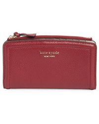 Kate Spade - Knott Pebble Leather Slim Zip Wallet - Lyst