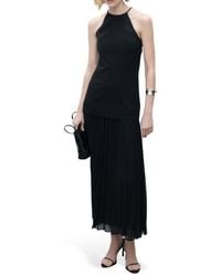 Mango Strapless Mixed Media Chiffon Dress in White | Lyst