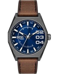 DIESEL - Scraper Leather Strap Watch, 43Mm - Lyst