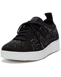 Fitflop - Rally Rhinestone Knit Trainer Sneaker - Lyst