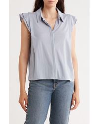 Bobeau - Cap Sleeve Piqué Button-Up Top - Lyst