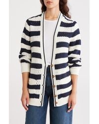Caslon - Stripe Open Stitch Cotton Blend Cardigan - Lyst