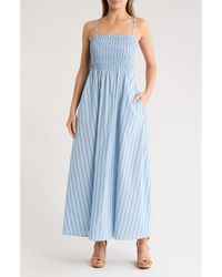 Steve Madden - Smocked Poplin Maxi Dress - Lyst