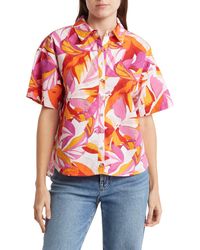 Kensie - Collared Boxy Button-up Top - Lyst
