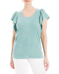Max Studio - Flutter Sleeve Jersey Crinkle Top - Lyst