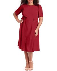 London Times - Short Sleeve Fit & Flare Midi Dress - Lyst