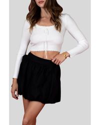 Blu Pepper - Scallop Edge Long Sleeve Crop Top - Lyst