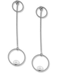 Samuel B. - Sterling Silver Pearl Open Circle Drop Earrings - Lyst