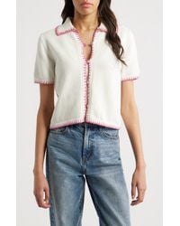 Rails - Maliah Blanket Stitch Cotton Polo Sweater - Lyst