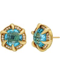 Bony Levy - Iris 18k Yellow Gold Semiprecious Stone & Diamond Halo Stud Earrings - Lyst