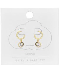 Estella Bartlett - Cubic Zirconia Double Circle Drop Hoop Earrings - Lyst