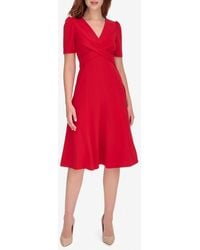 Tommy Hilfiger - Crossover Scuba Fit And Flare Midi Dress - Lyst