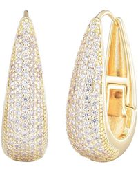 Adornia - 14K Plated Pavé Cubic Zirconia Hoop Earrings - Lyst