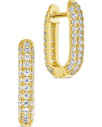 Sterling Forever - Mara Cubic Zirconia Hoop Earrings - Lyst