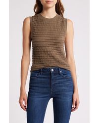 FRAME - Smocked Silk Blend Sleeveless Top - Lyst