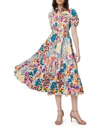 Diane von Furstenberg - Queena Tie Belt Stretch Cotton Midi Dress - Lyst