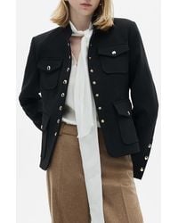 Mango - Mandarin Collar Snap Front Jacket - Lyst