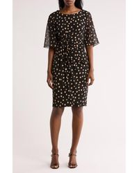 Connected Apparel - Flutter Sleeve Faux Wrap Dress - Lyst