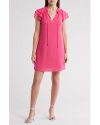 Vince Camuto - Float Tie Front Chiffon Shift Dress - Lyst