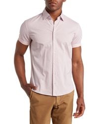 Stone Rose - Clover Geo Print Short Sleeve Stretch Cotton Button-up Shirt - Lyst