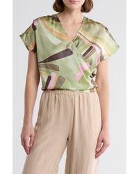 Elan - Palm Print Surplice Neck Cover-Up Crop Top - Lyst
