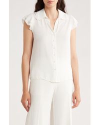 Tahari - Tiered Flutter Sleeve Button-Up Shirt - Lyst