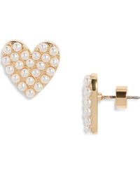 Nordstrom - Faux Pearl Heart Stud Earrings - Lyst