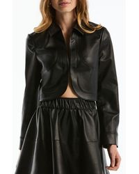 Laundry by Shelli Segal - Curved Hem Cropped Faux Leather Jacket - Lyst
