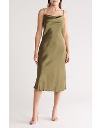 Bebe - Satin Cowl Neck Midi Dress - Lyst