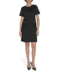 Tommy Hilfiger - Windowpane Short Sleeve Shift Dress - Lyst