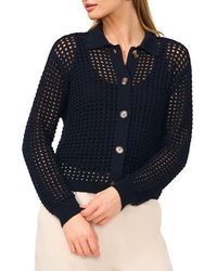 Halogen® - Recycled Polyester Open Weave Collar Cardigan - Lyst