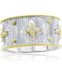 Suzy Levian - Pavé Cubic Zirconia Florentine Band Ring - Lyst