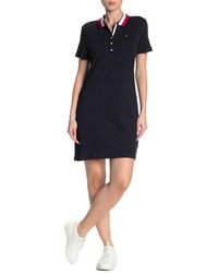 Tommy Hilfiger - Striped Collar Dot Print Polo Dress - Lyst