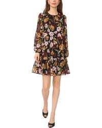 Halogen® - Floral Print Long Sleeve Babydoll Dress - Lyst