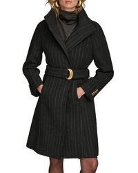 Donna Karan - Belted Wool Wrap Coat - Lyst