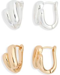 Leith - 2-Pack Assorted Puffy Bar Huggie Earrings - Lyst
