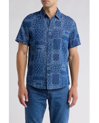 Slate & Stone - Banana Print Short Sleeve Cotton & Lyocell Button-up Shirt - Lyst