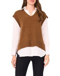 Halogen® - Layered Look Sweater Vest - Lyst