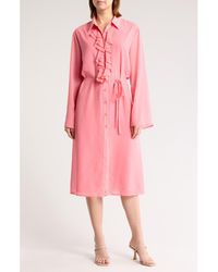 AREA STARS - Yasmine Ruffle Long Sleeve Shirtdress - Lyst