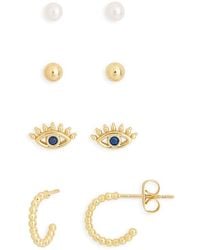 Leith - Set Of 4 Assorted Stud & Hoop Earrings - Lyst