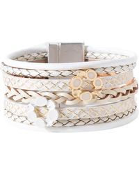 Saachi - White Charm Leather Bracelet - Lyst