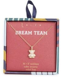 Leith - Pavé Cz Teddy Bear Pendant Necklace - Lyst