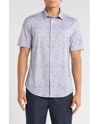 Bugatchi - Miles Ooohcotton Heathered Short Sleeve Button-Up Shirt - Lyst