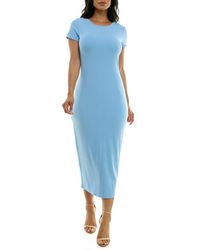 Bebe - Short Sleeve Ribbed Midi Dress - Lyst