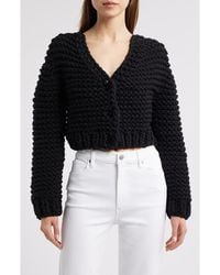 FRAME - The Bubble Cotton Blend Crop Cardigan - Lyst