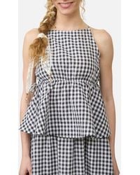 Blu Pepper - Gingham Sleeveless Peplum Top - Lyst