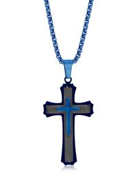 Black Jack Jewelry - Two-tone Stainless Steel Cross Pendant Necklace - Lyst