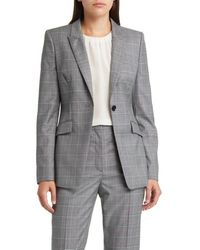 BOSS - Juicylara Check One-Button Virgin Wool Blazer - Lyst