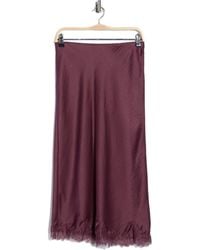 Nordstrom Rack - Lace Trim Satin Midi Skirt - Lyst
